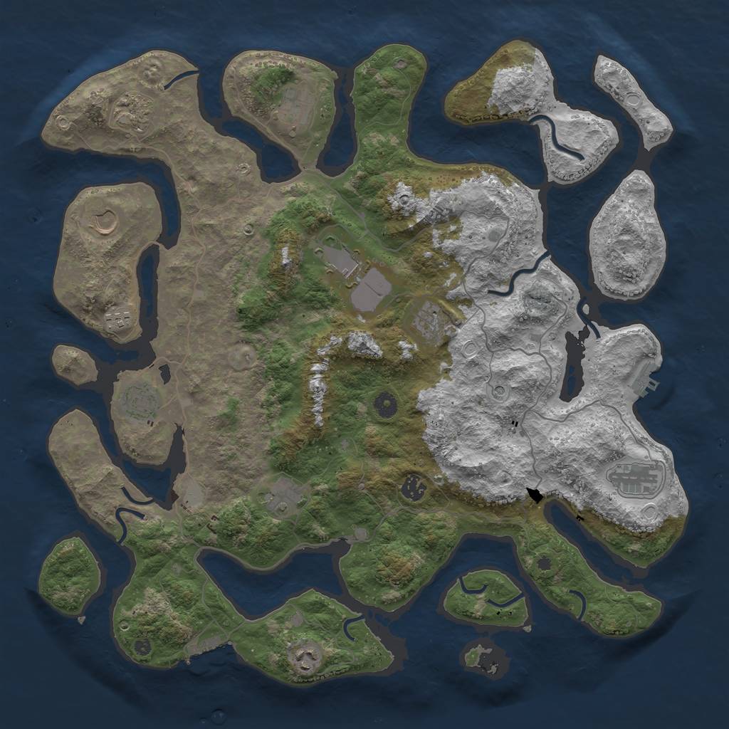 Rust Map: Procedural Map, Size: 4500, Seed: 91036725, 19 Monuments