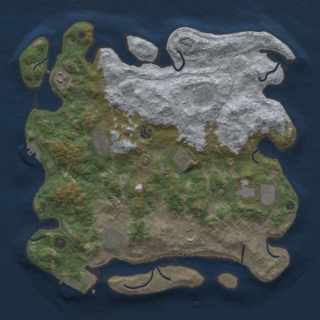 Rust Map: Procedural Map, Size: 4000, Seed: 313840, 18 Monuments
