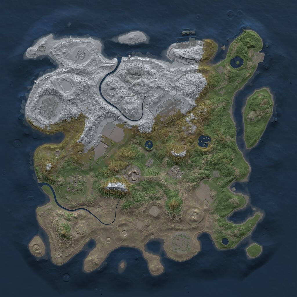 Rust Map: Procedural Map, Size: 3550, Seed: 195795, 14 Monuments