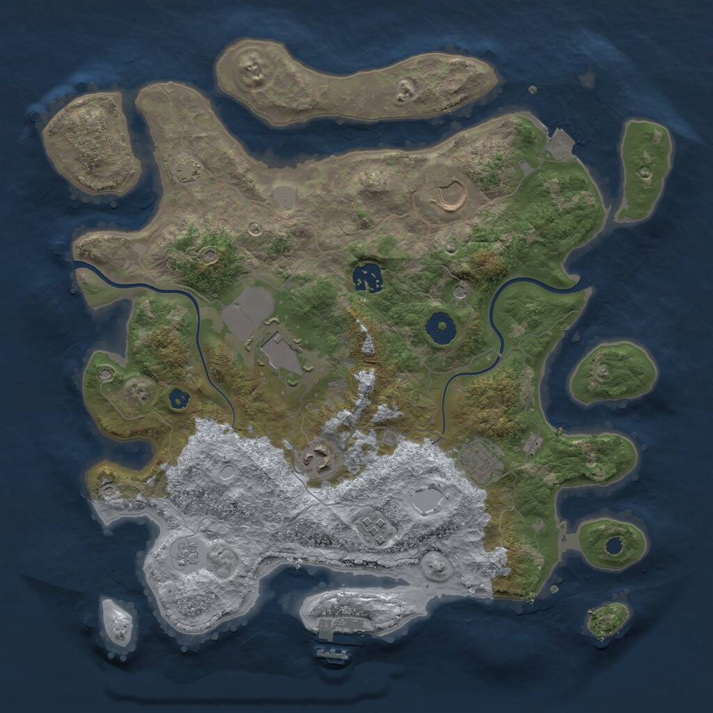 Rust Map: Procedural Map, Size: 3500, Seed: 2249013, 11 Monuments