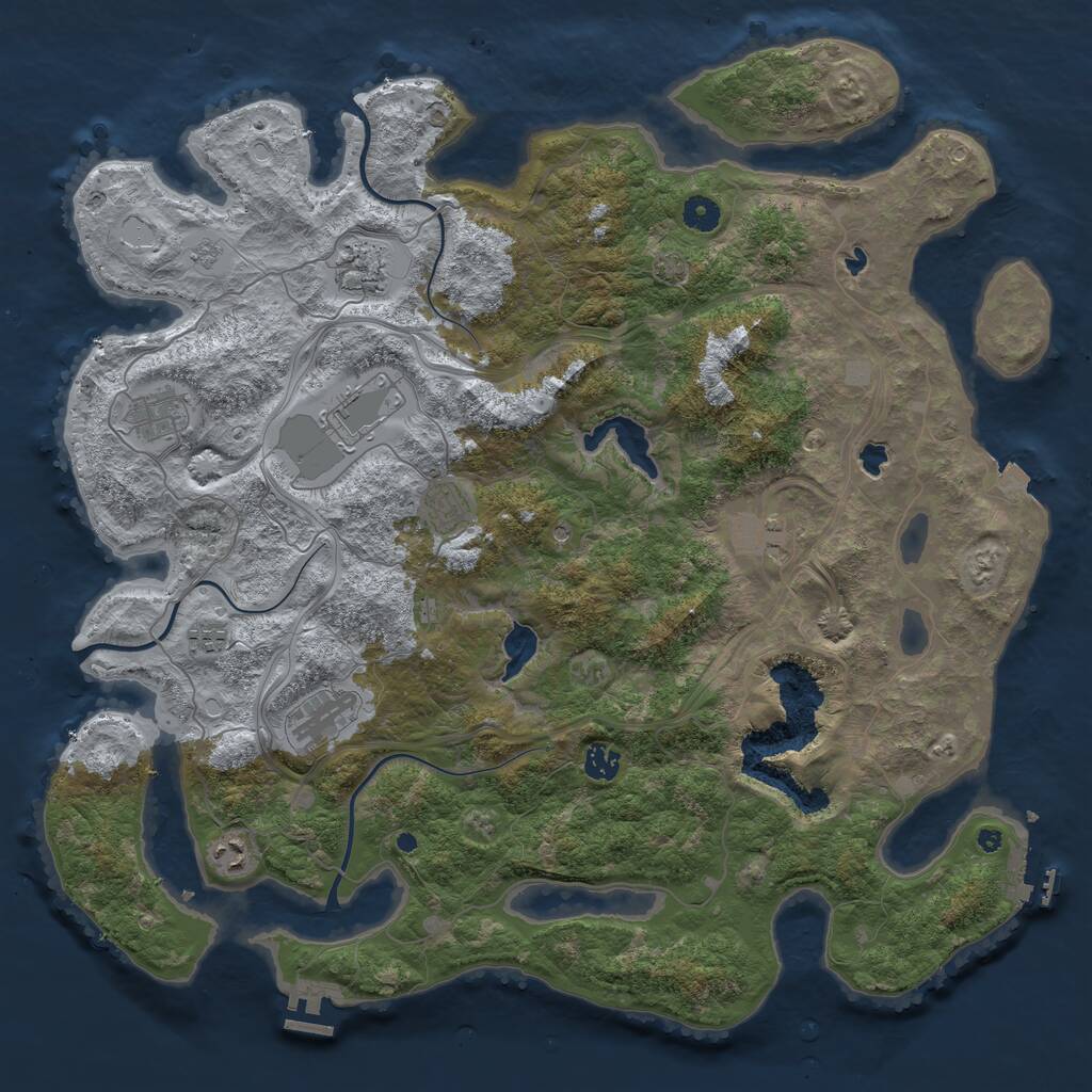 Rust Map: Procedural Map, Size: 4500, Seed: 1273967021, 15 Monuments