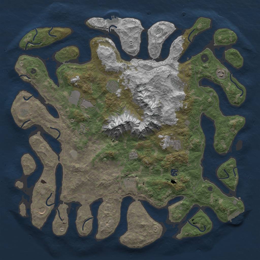 Rust Map: Procedural Map, Size: 5000, Seed: 1053157758, 19 Monuments