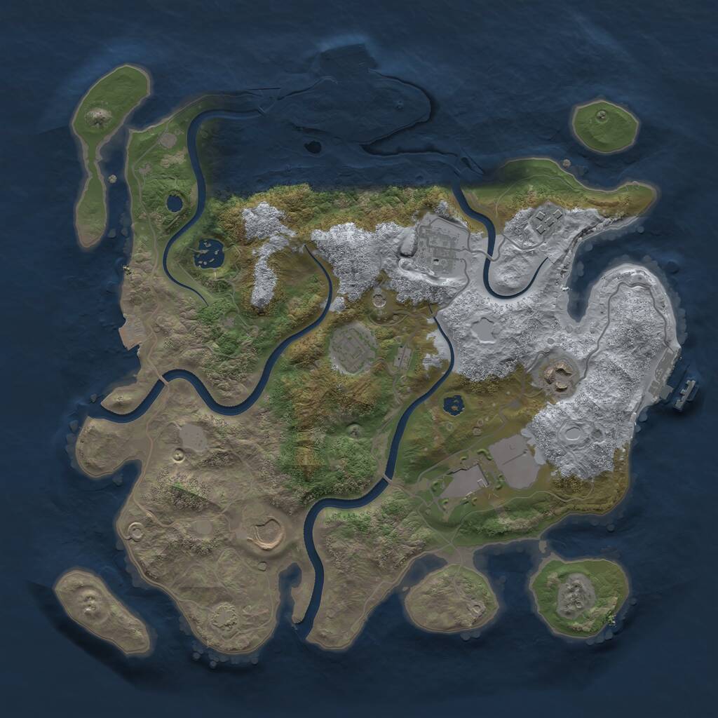 Rust Map: Procedural Map, Size: 3500, Seed: 2047482526, 12 Monuments