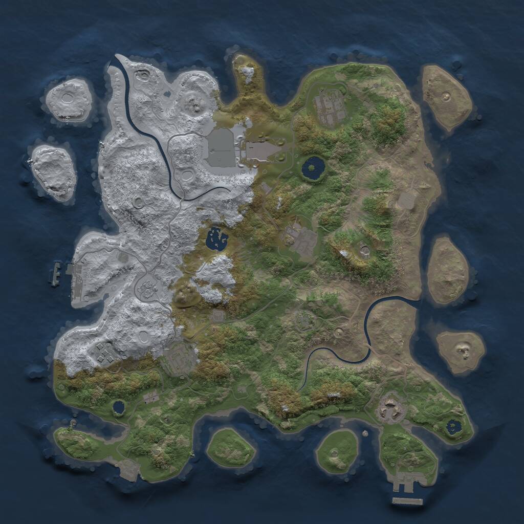 Rust Map: Procedural Map, Size: 3500, Seed: 1066998289, 13 Monuments