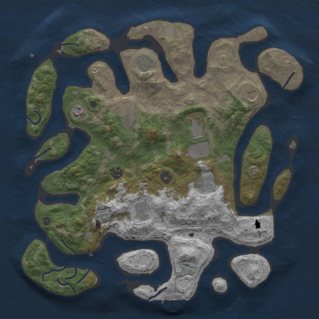 Rust Map: Procedural Map, Size: 4000, Seed: 107, 16 Monuments