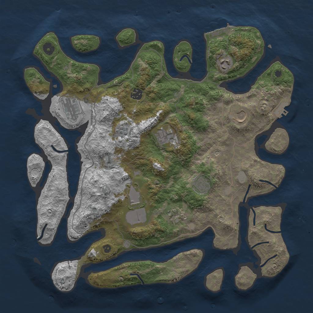 Rust Map: Procedural Map, Size: 4000, Seed: 1623239396, 17 Monuments