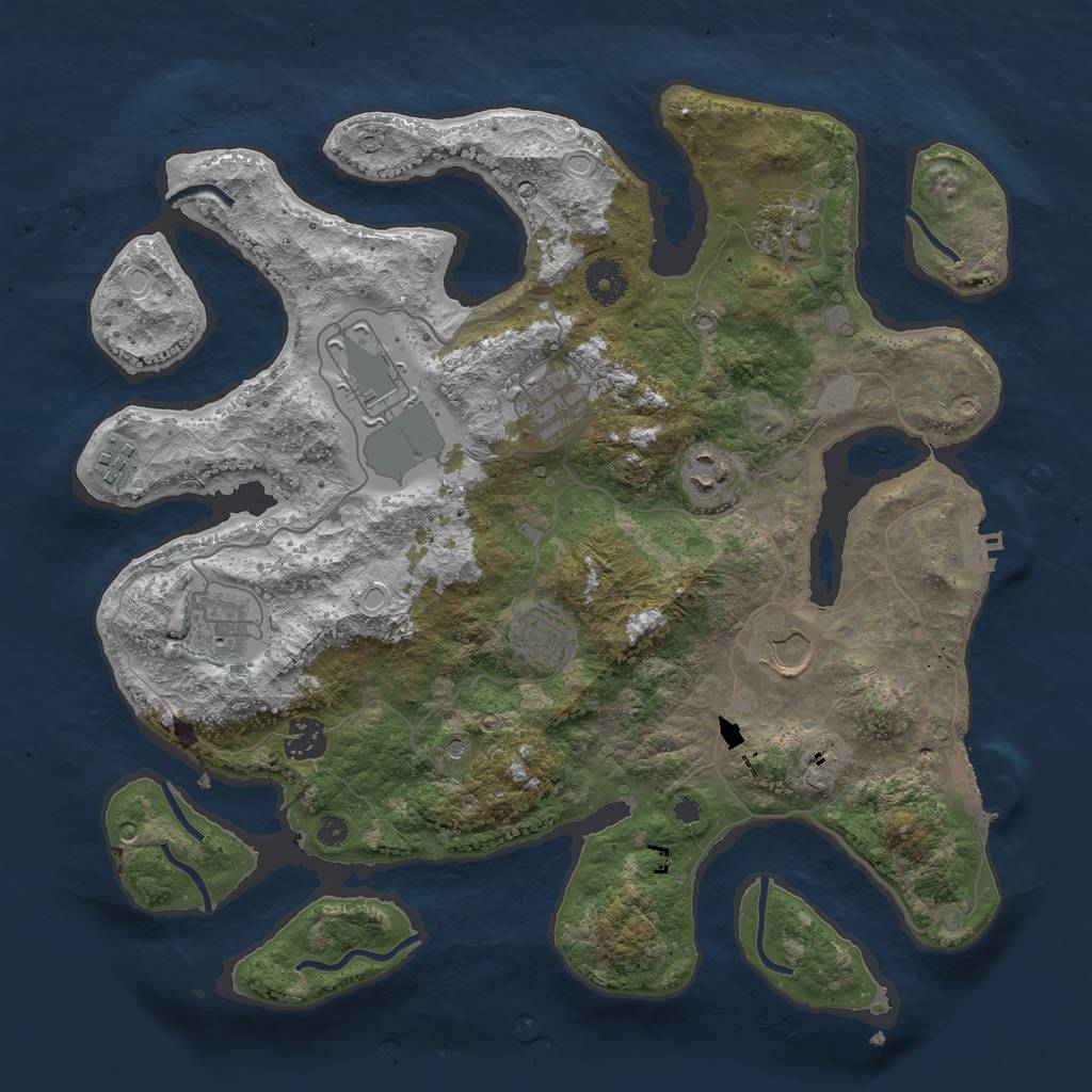 Rust Map: Procedural Map, Size: 3700, Seed: 930427910, 17 Monuments