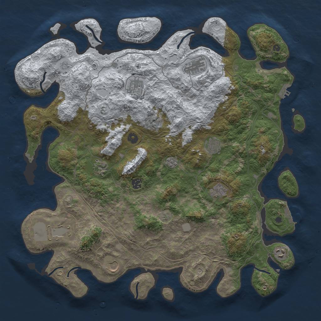 Rust Map: Procedural Map, Size: 4500, Seed: 1234, 19 Monuments