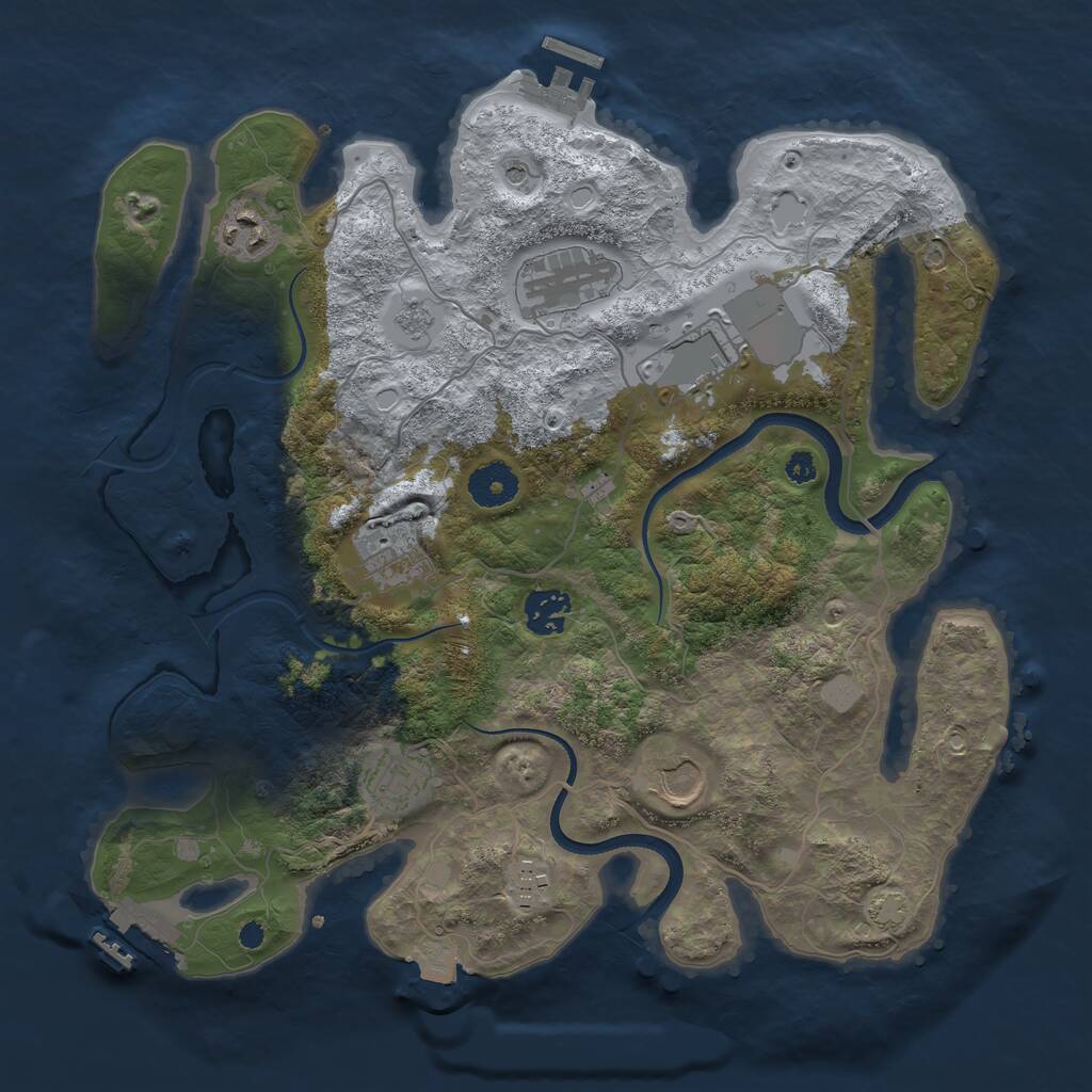 Rust Map: Procedural Map, Size: 3500, Seed: 122456, 14 Monuments