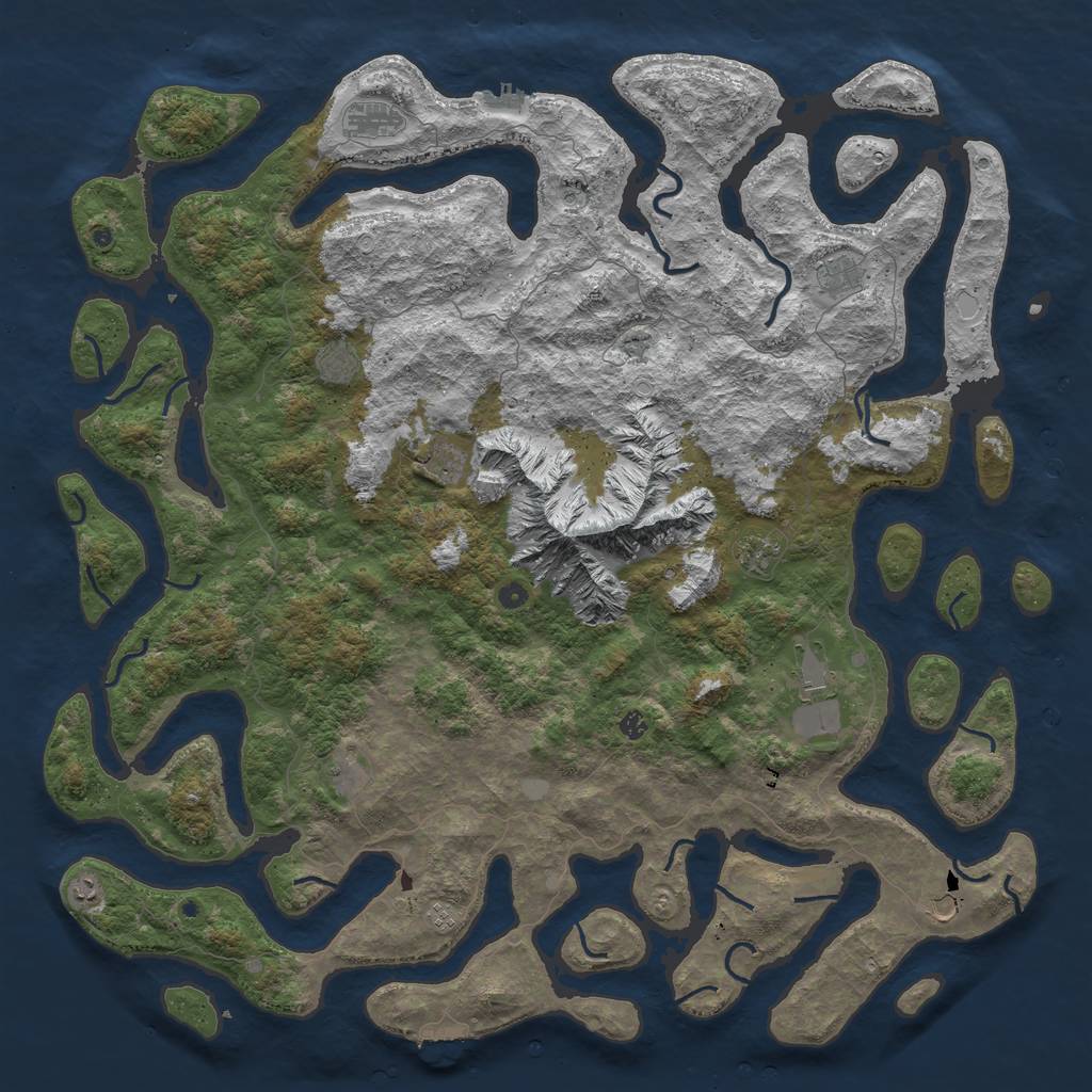 Rust Map: Procedural Map, Size: 6000, Seed: 84775224, 19 Monuments