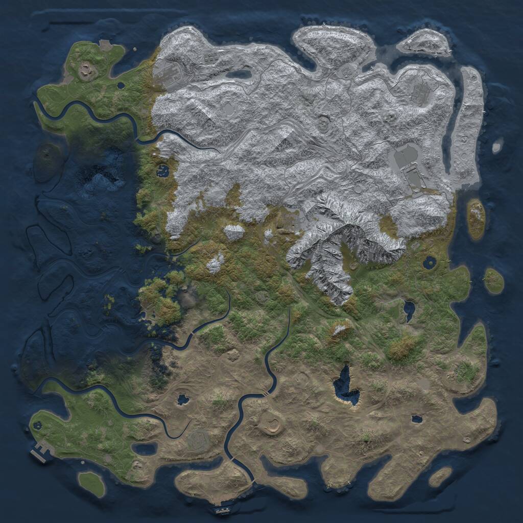 Rust Map: Procedural Map, Size: 6000, Seed: 84775224, 17 Monuments