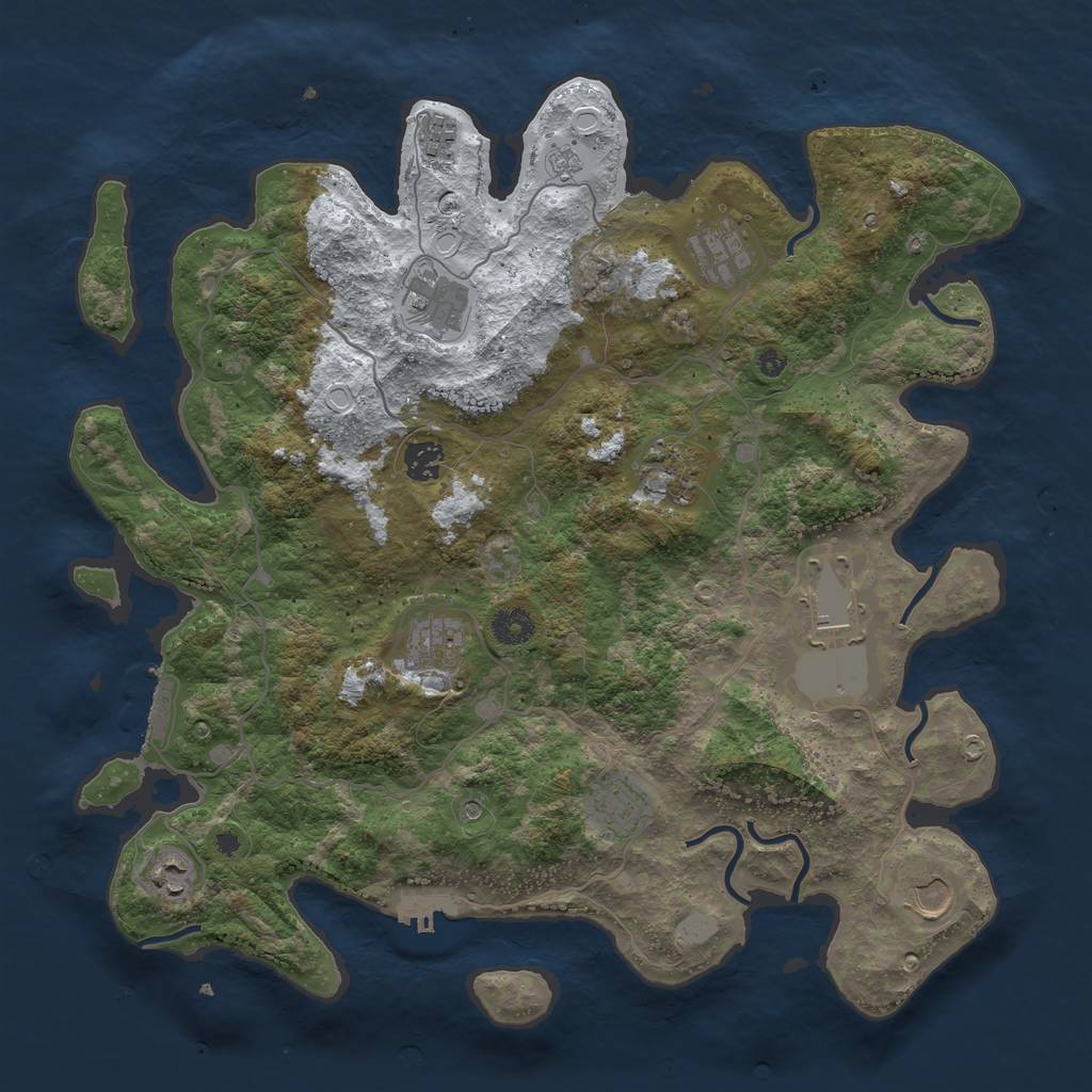 Rust Map: Procedural Map, Size: 4000, Seed: 130229256, 19 Monuments