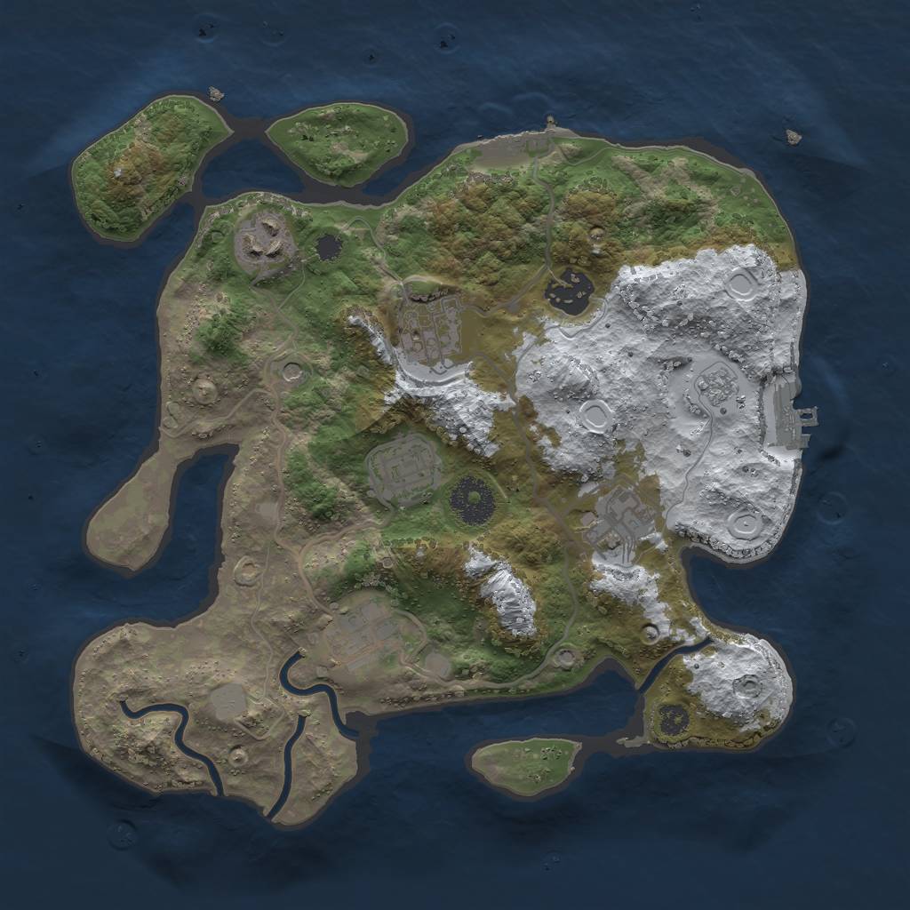 Rust Map: Procedural Map, Size: 3000, Seed: 684, 15 Monuments