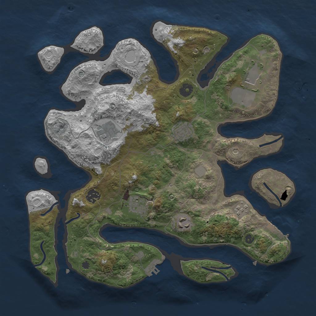 Rust Map: Procedural Map, Size: 3550, Seed: 304940, 15 Monuments