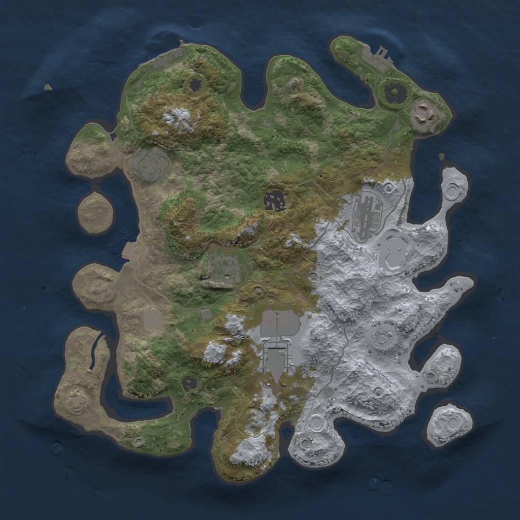 Rust Map: Procedural Map, Size: 3500, Seed: 685078, 14 Monuments