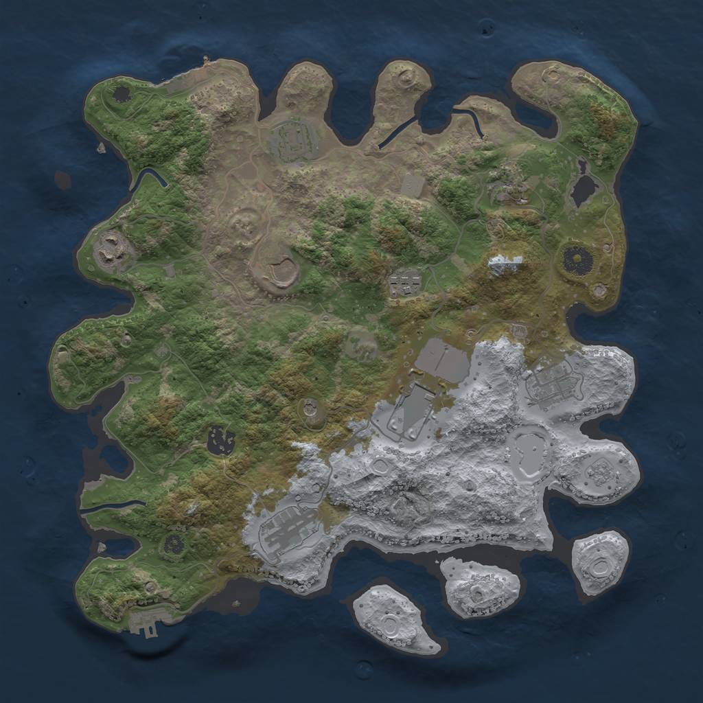 Rust Map: Procedural Map, Size: 3550, Seed: 817351, 16 Monuments