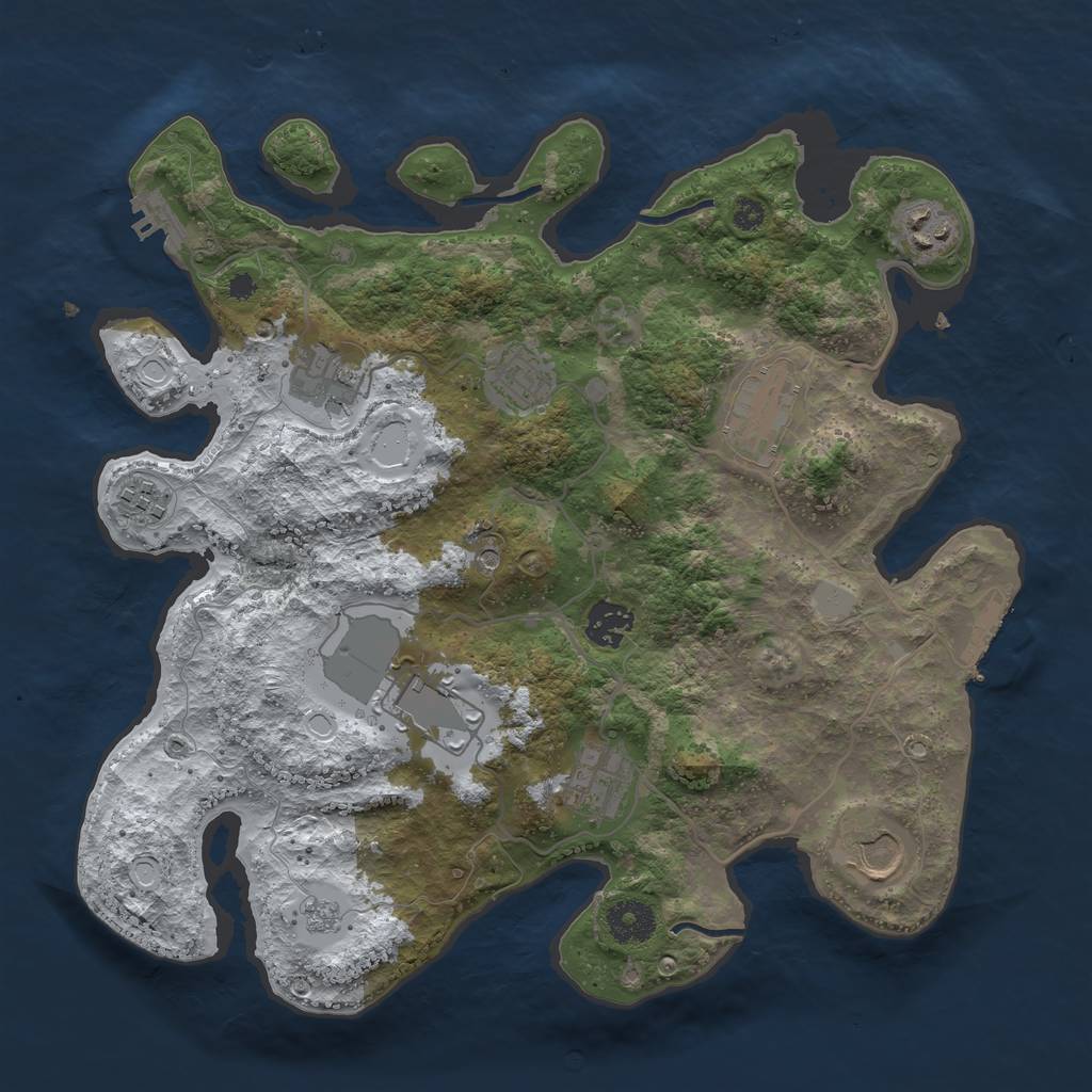 Rust Map: Procedural Map, Size: 3500, Seed: 1114502924, 18 Monuments