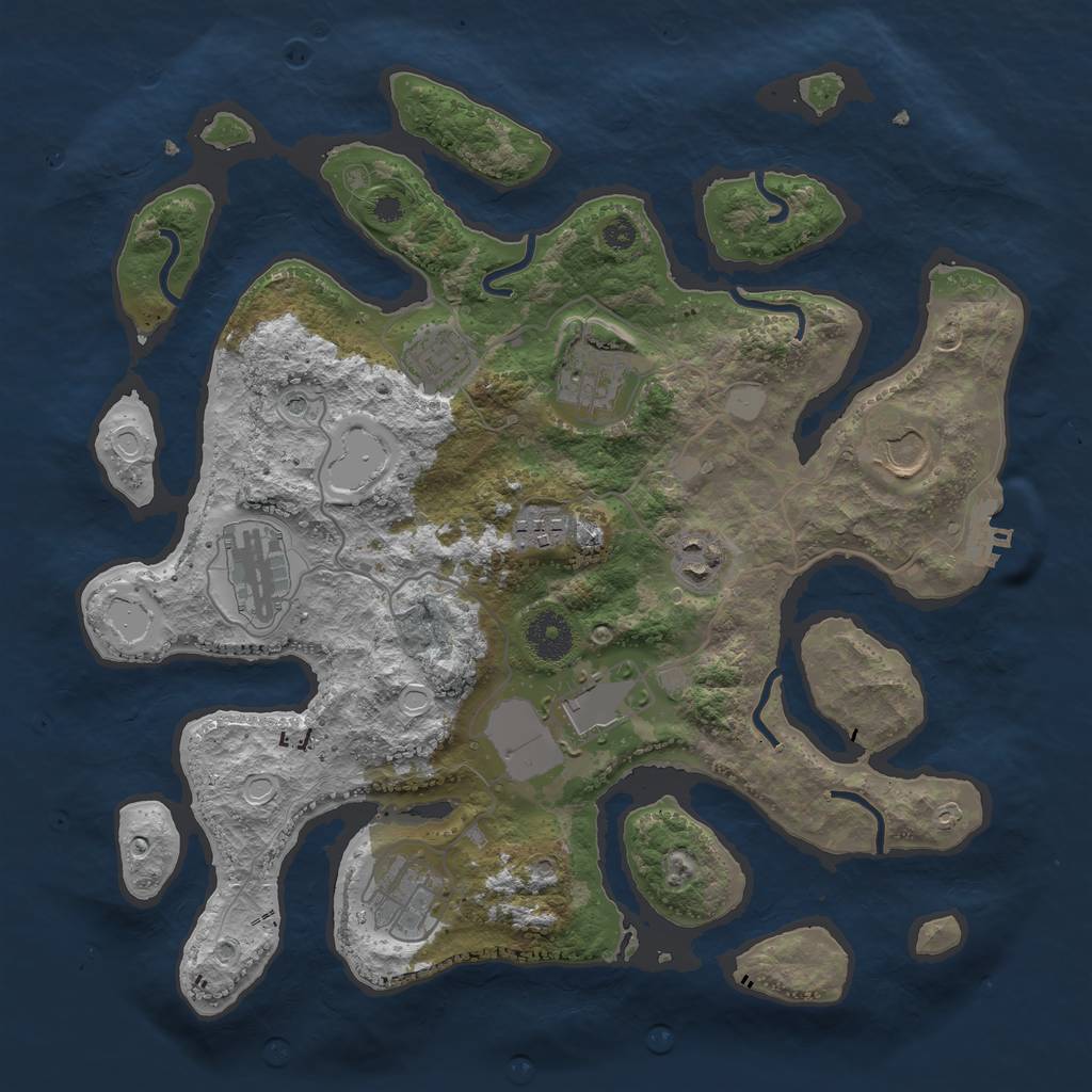 Rust Map: Procedural Map, Size: 3501, Seed: 17777, 15 Monuments