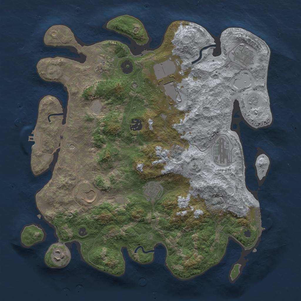 Rust Map: Procedural Map, Size: 3550, Seed: 744792, 16 Monuments