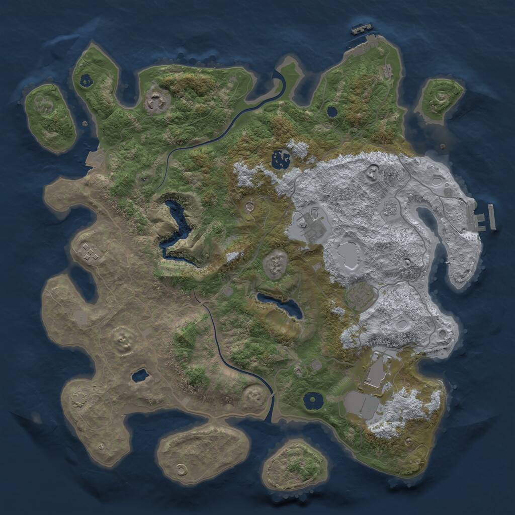Rust Map: Procedural Map, Size: 4000, Seed: 12546, 12 Monuments