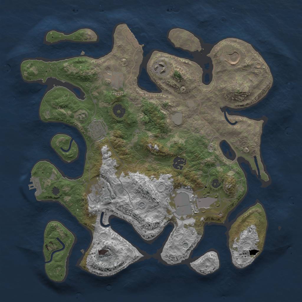 Rust Map: Procedural Map, Size: 3500, Seed: 13833, 15 Monuments