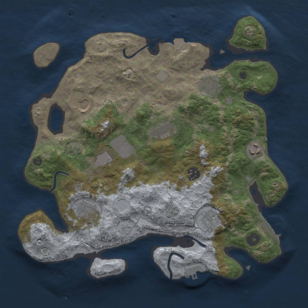 Rust Map: Procedural Map, Size: 3500, Seed: 26, 17 Monuments