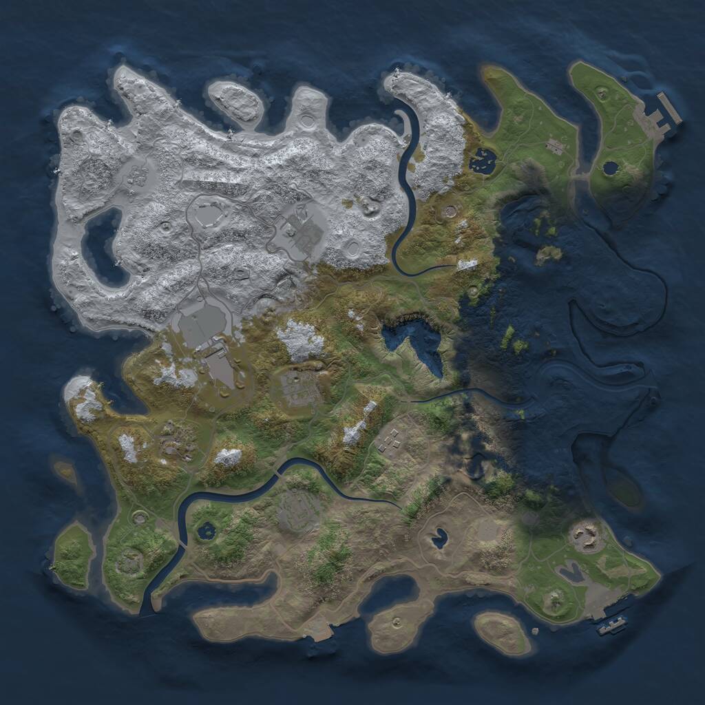 Rust Map: Procedural Map, Size: 4000, Seed: 764051, 15 Monuments