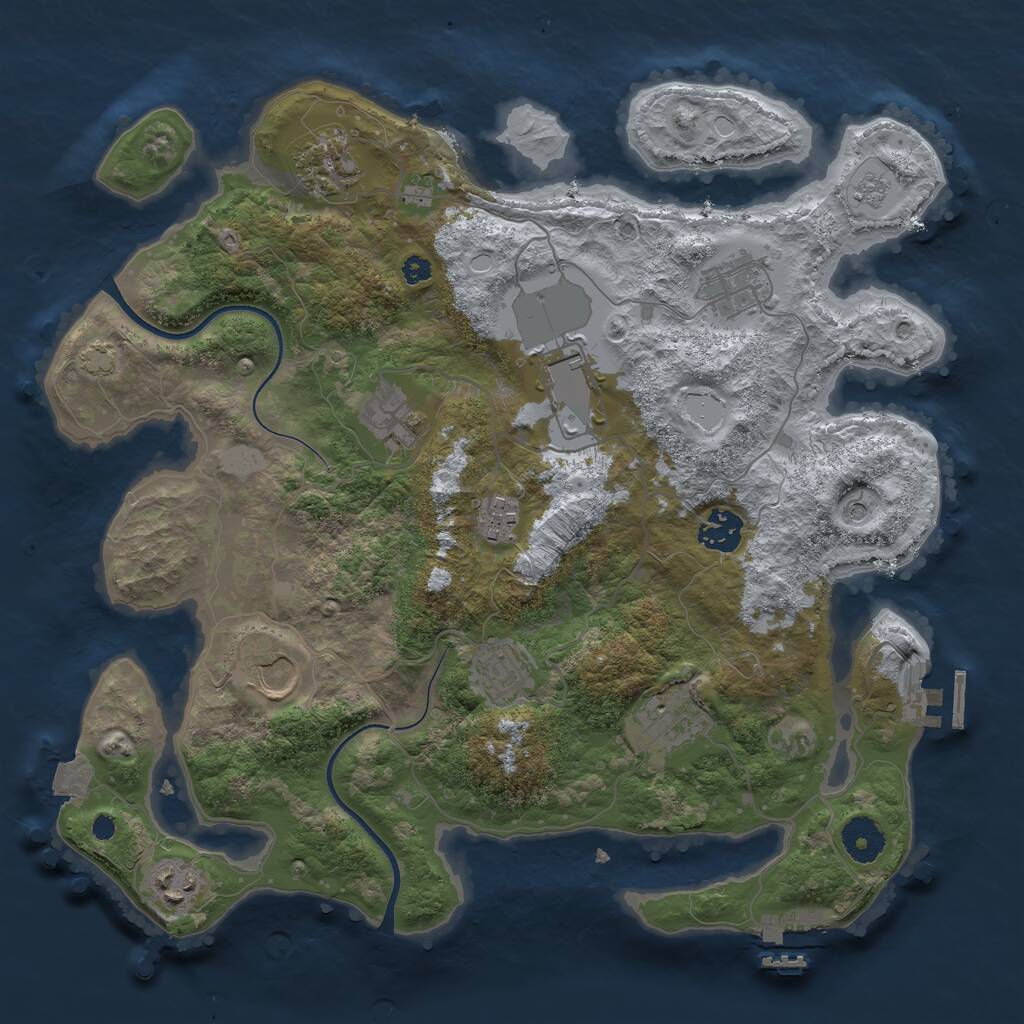 Rust Map: Procedural Map, Size: 3550, Seed: 821949, 16 Monuments