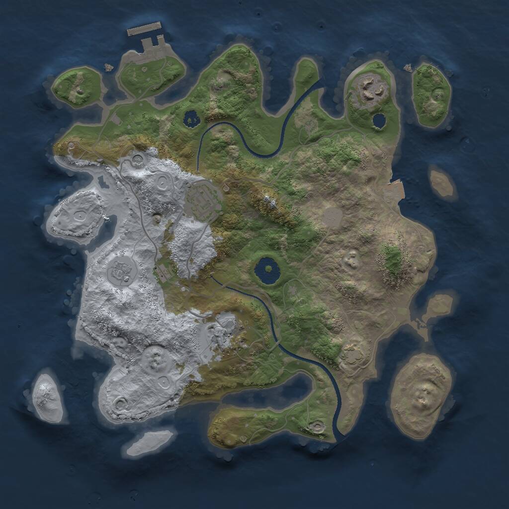 Rust Map: Procedural Map, Size: 3000, Seed: 1206452823, 8 Monuments