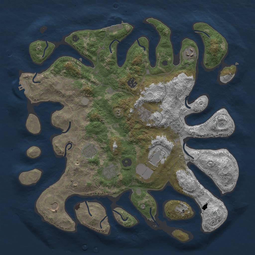 Rust Map: Procedural Map, Size: 4000, Seed: 243919, 16 Monuments