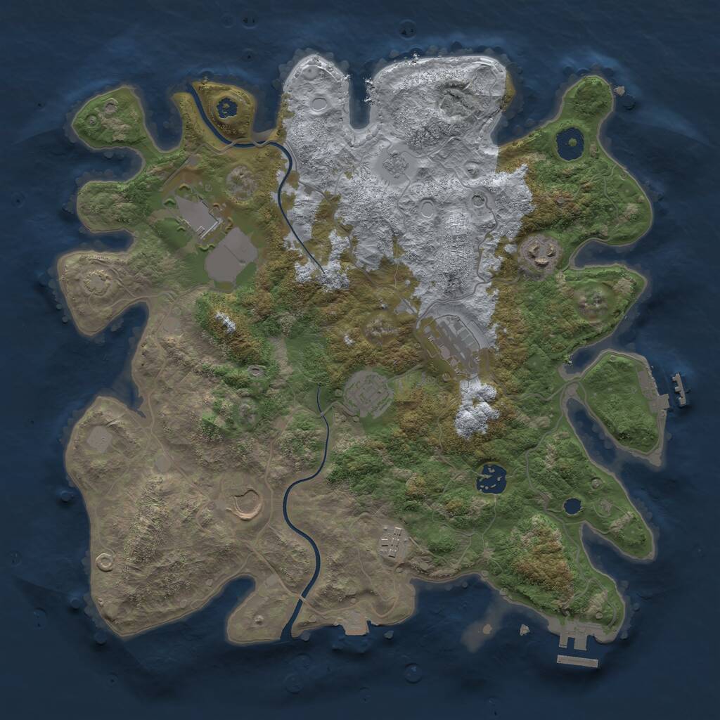 Rust Map: Procedural Map, Size: 3550, Seed: 651757, 13 Monuments
