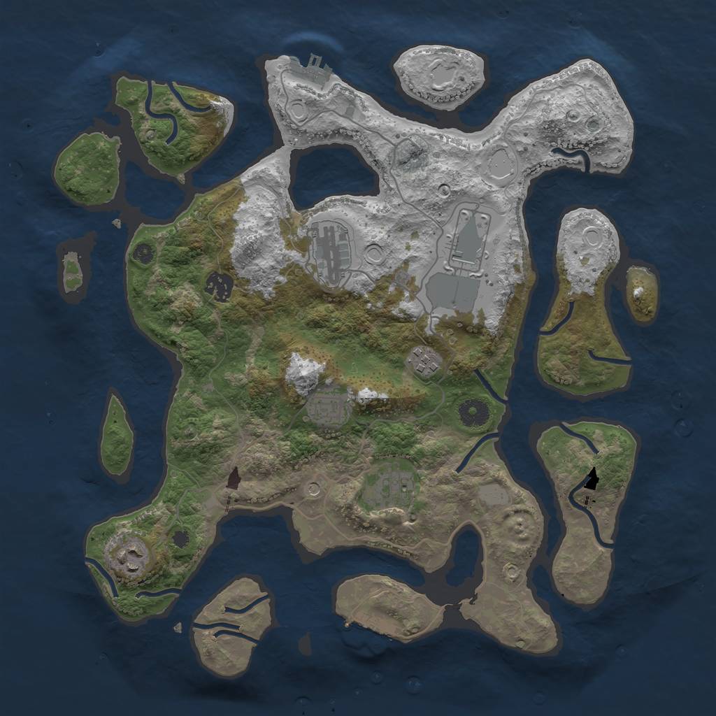 Rust Map: Procedural Map, Size: 3700, Seed: 2103108479, 15 Monuments