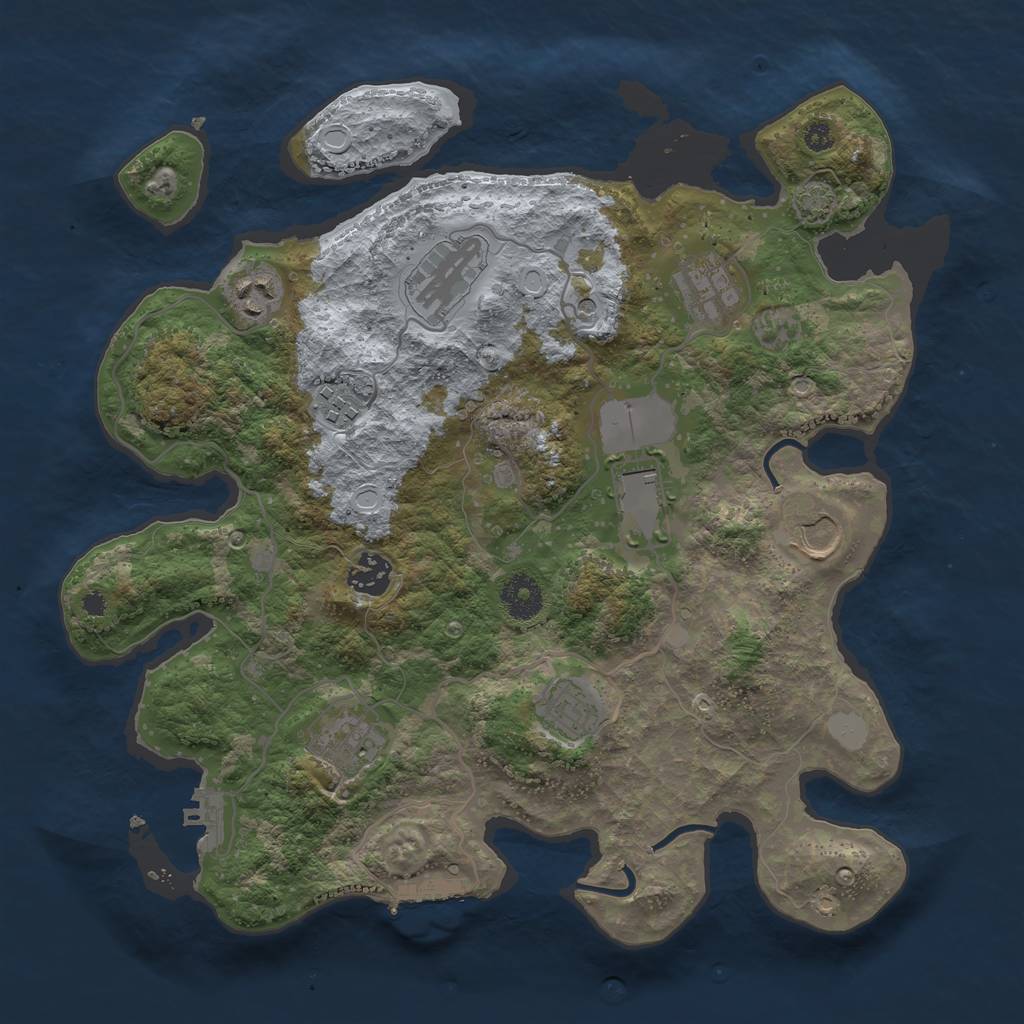 Rust Map: Procedural Map, Size: 3550, Seed: 874635, 16 Monuments