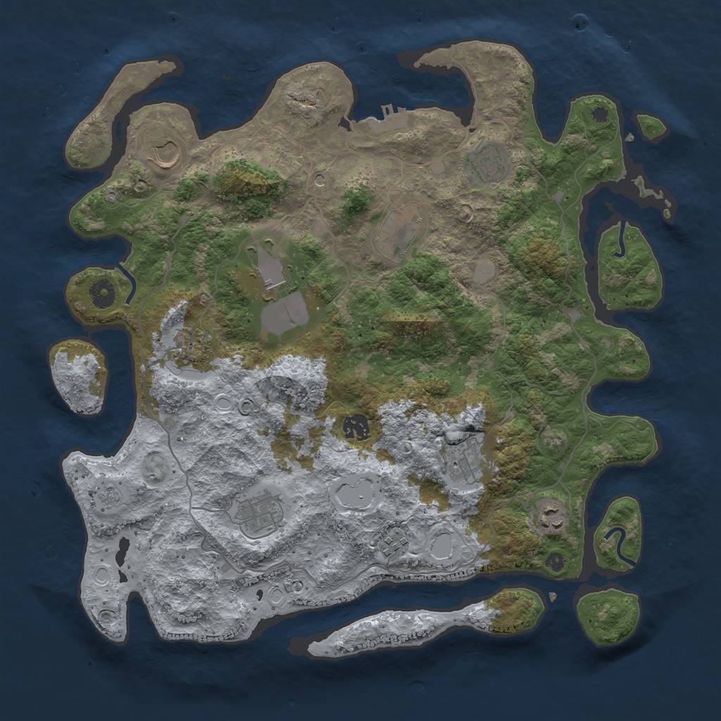 Rust Map: Procedural Map, Size: 4000, Seed: 175093, 18 Monuments
