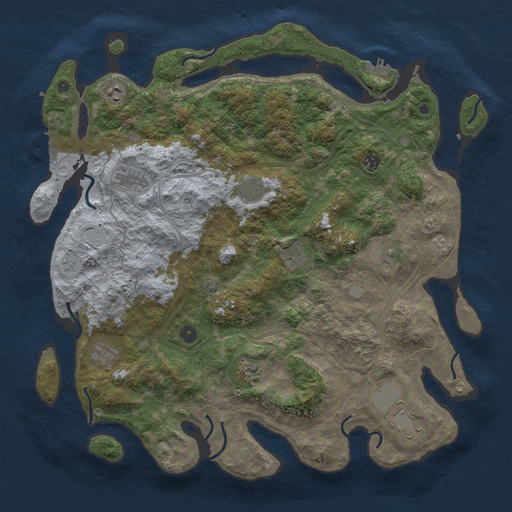 Rust Map: Procedural Map, Size: 4500, Seed: 2, 18 Monuments