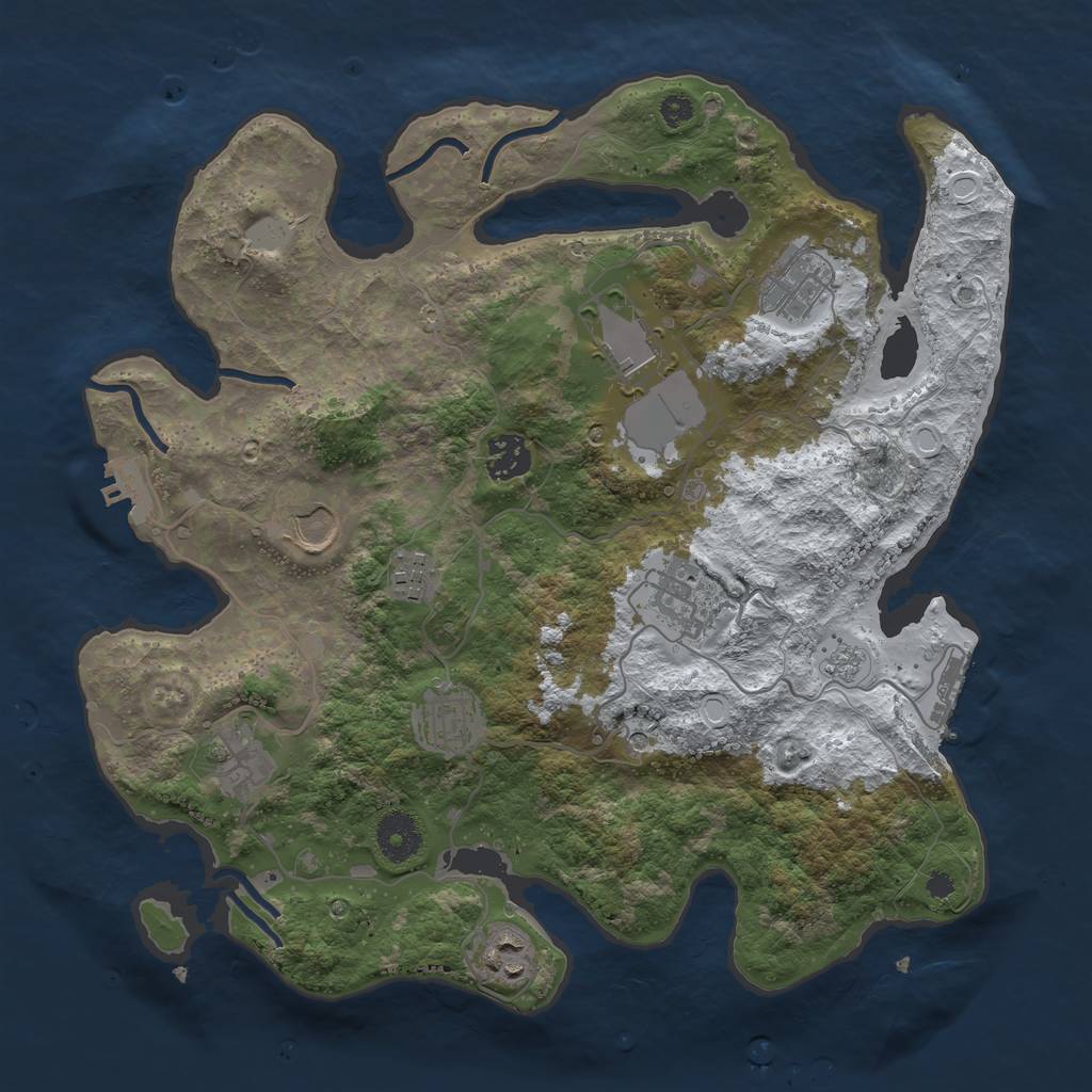 Rust Map: Procedural Map, Size: 3500, Seed: 811915338, 18 Monuments