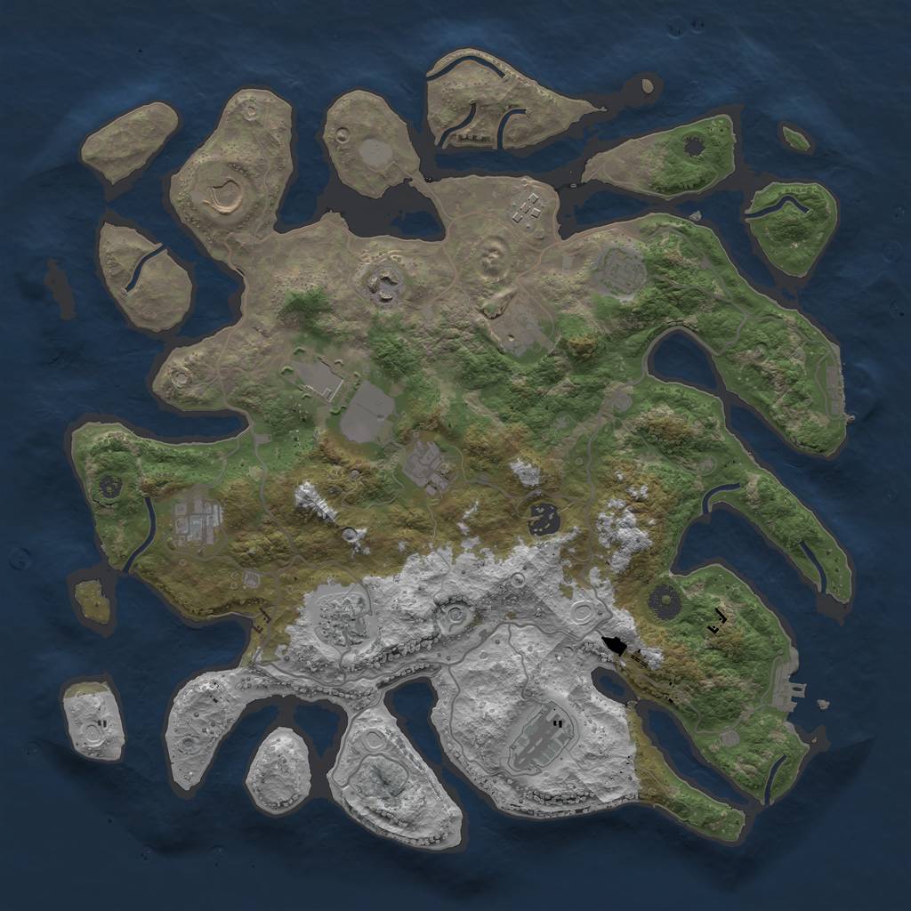 Rust Map: Procedural Map, Size: 4050, Seed: 1957823106, 19 Monuments