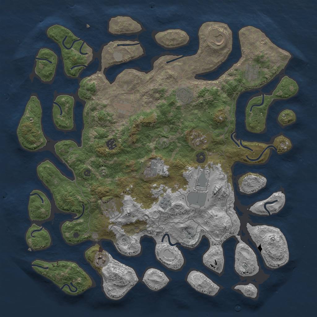Rust Map: Procedural Map, Size: 4500, Seed: 813729, 17 Monuments
