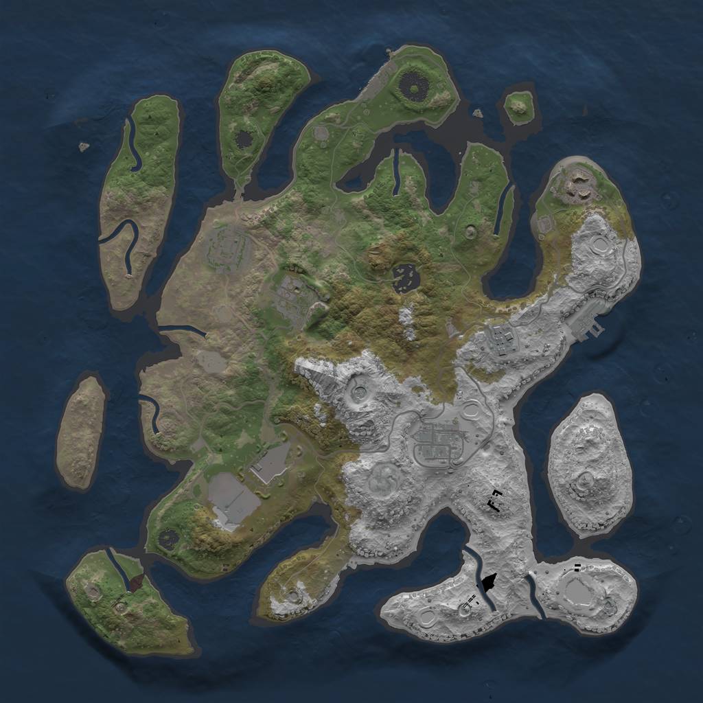 Rust Map: Procedural Map, Size: 3550, Seed: 488924, 15 Monuments