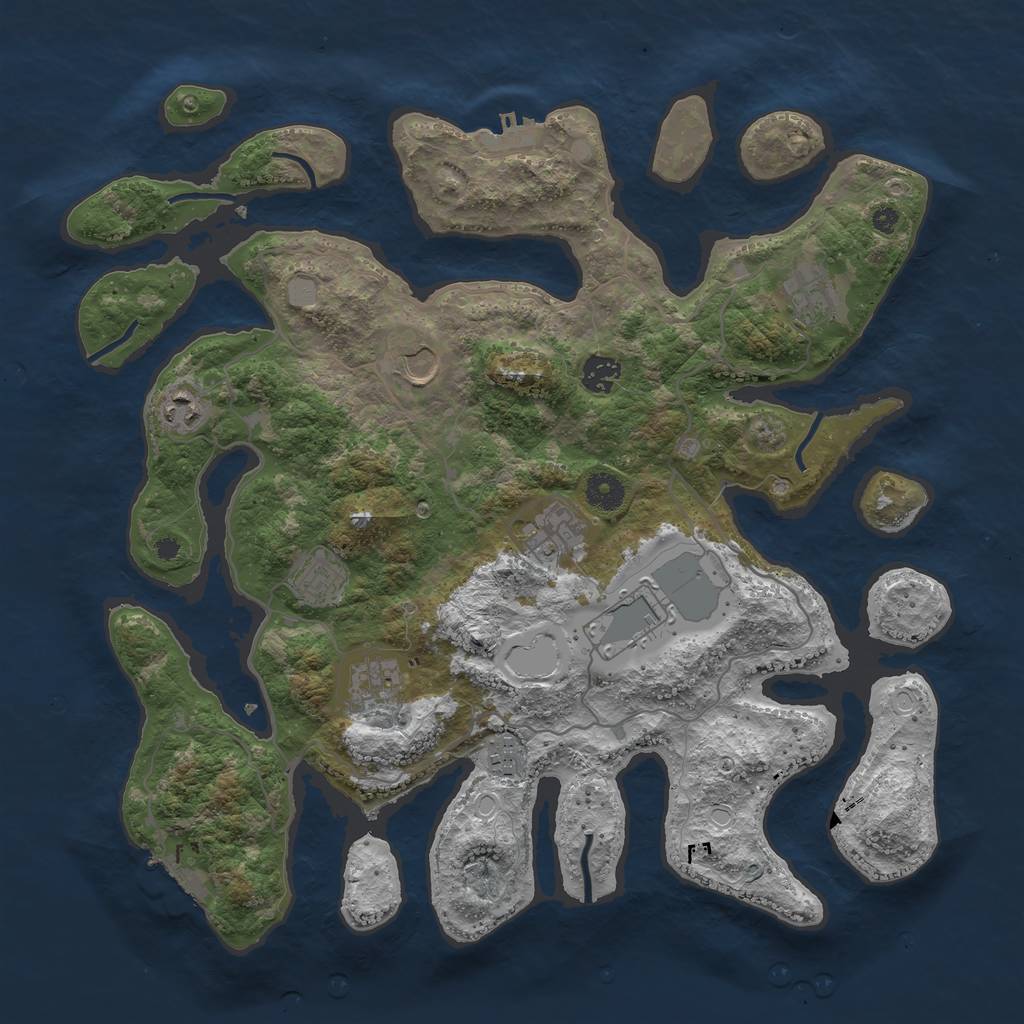 Rust Map: Procedural Map, Size: 4000, Seed: 184866, 16 Monuments