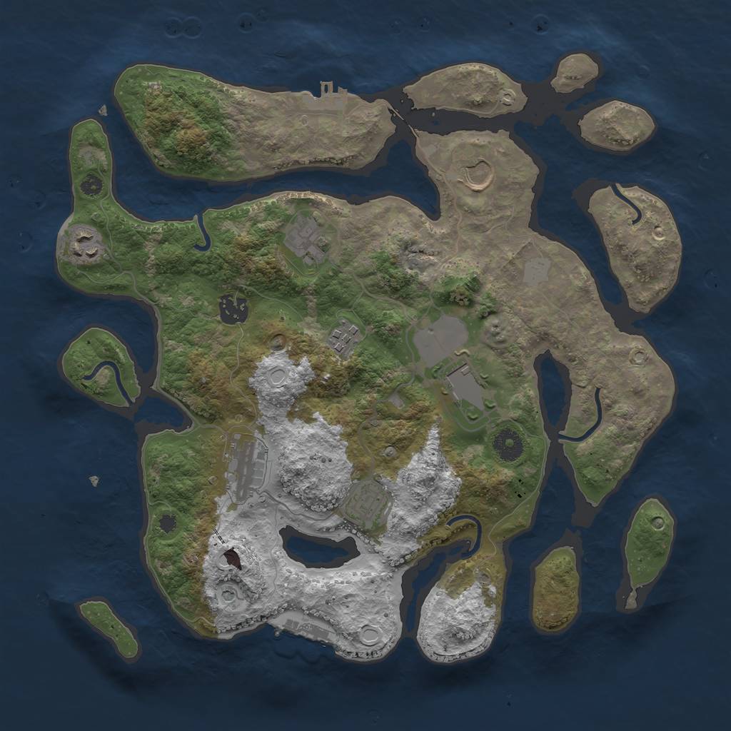Rust Map: Procedural Map, Size: 3600, Seed: 98765, 16 Monuments