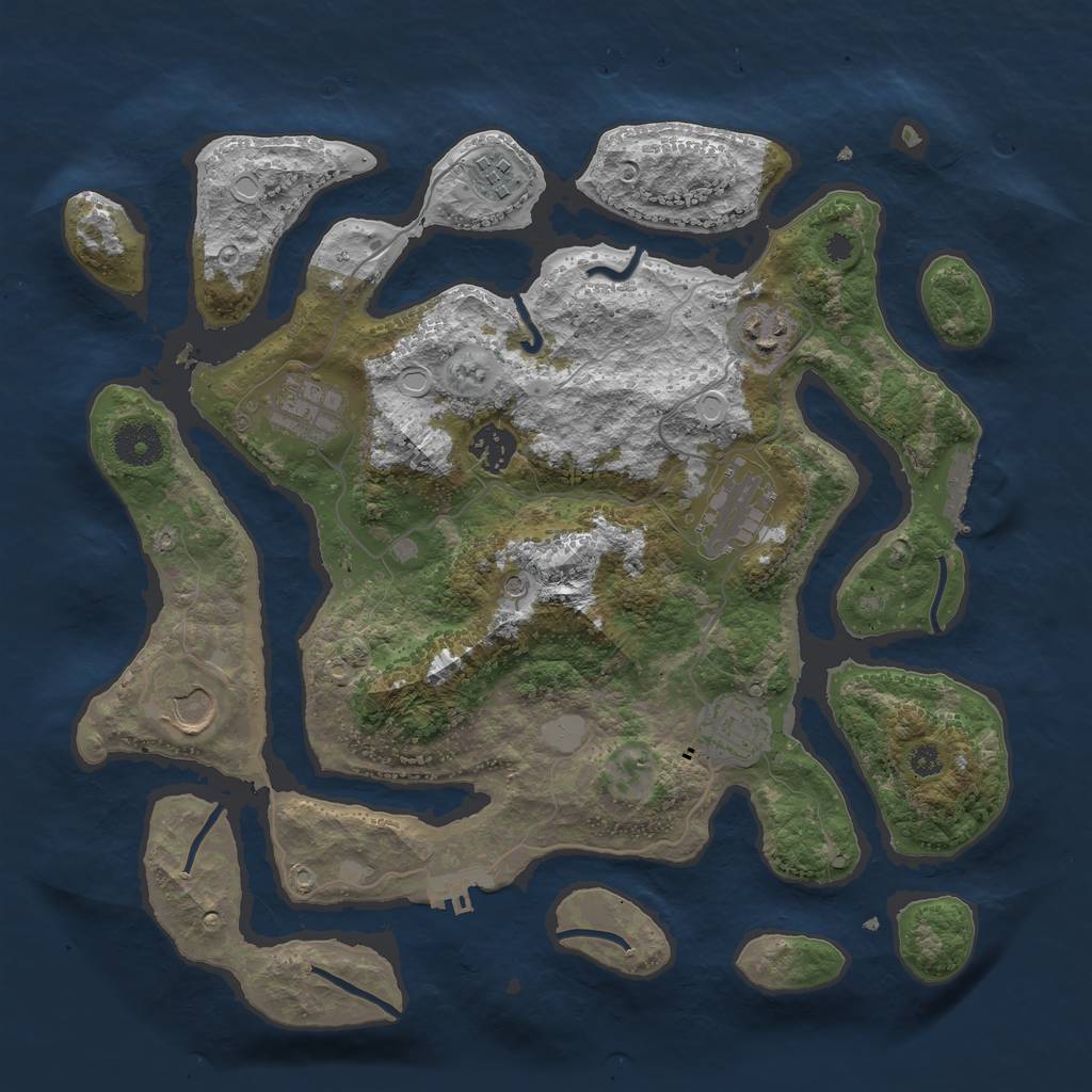 Rust Map: Procedural Map, Size: 3550, Seed: 869825, 15 Monuments