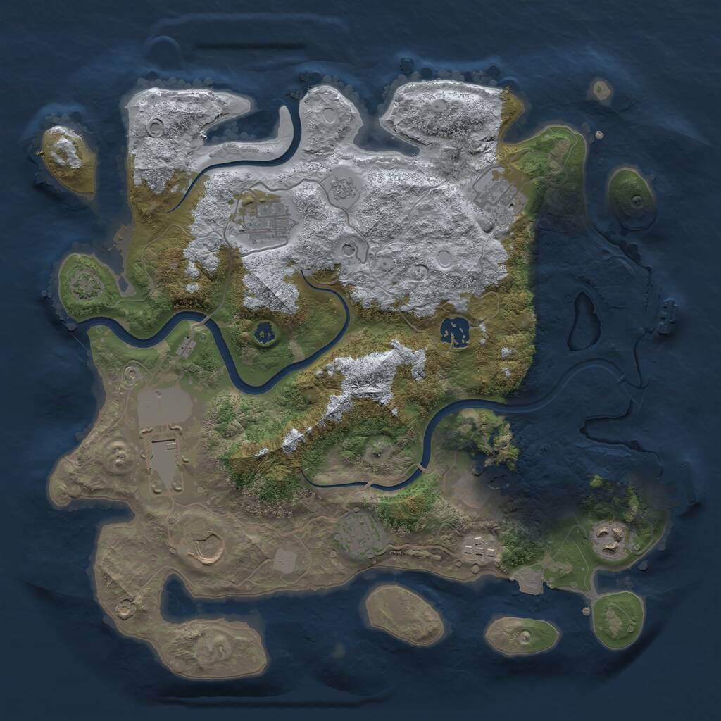 Rust Map: Procedural Map, Size: 3550, Seed: 869825, 15 Monuments