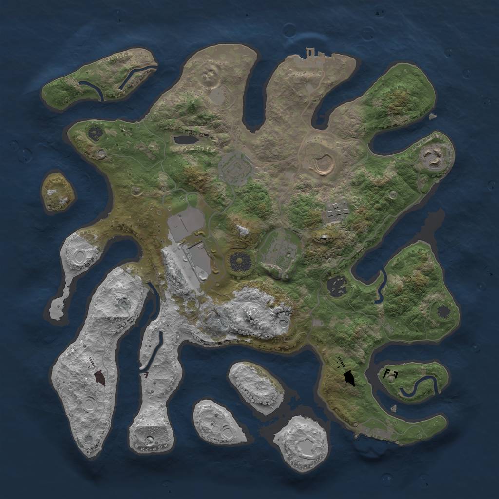 Rust Map: Procedural Map, Size: 3550, Seed: 287994, 15 Monuments