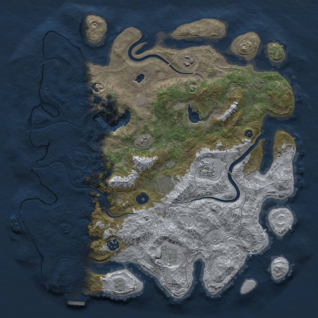 Rust Map: Procedural Map, Size: 4000, Seed: 165627, 12 Monuments