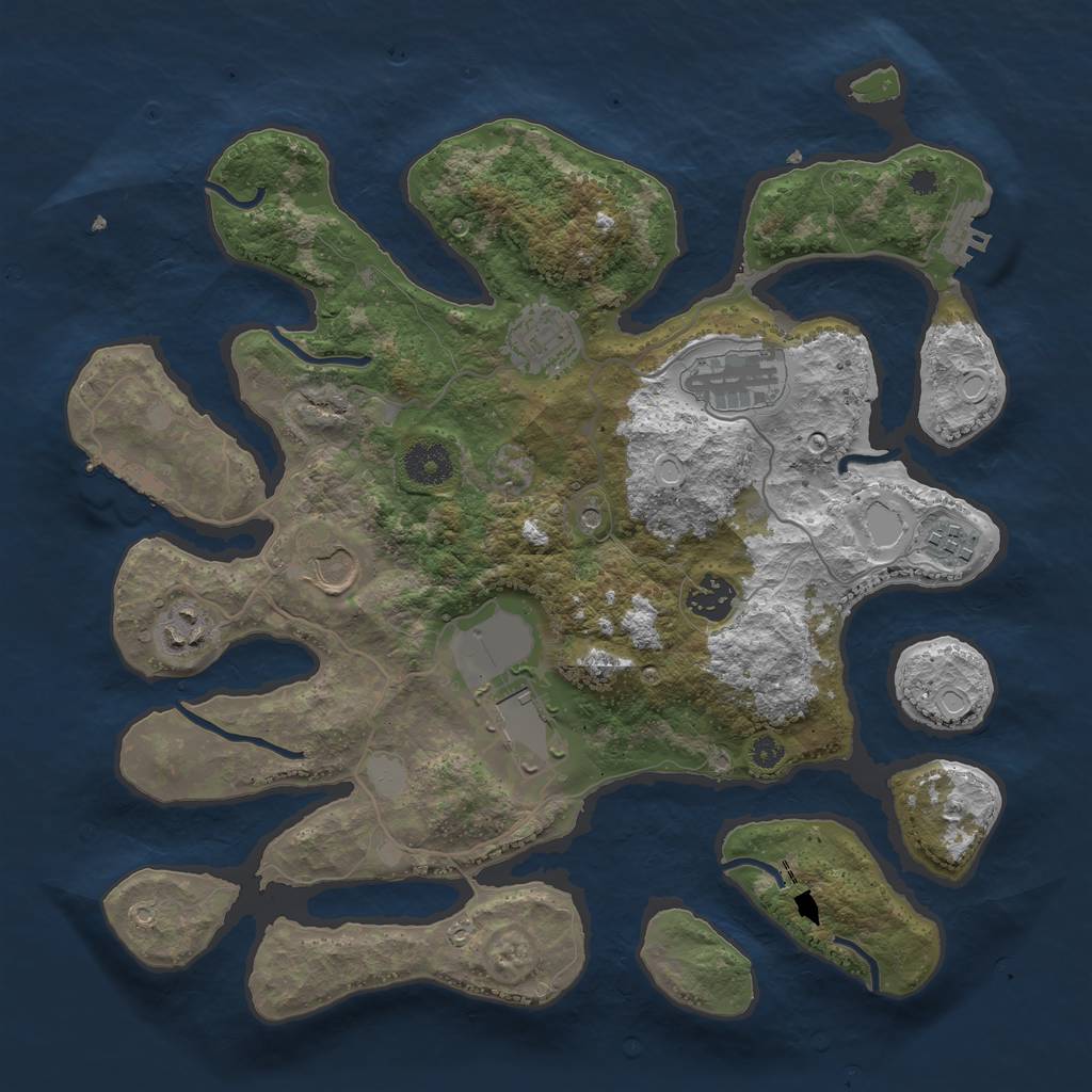 Rust Map: Procedural Map, Size: 3550, Seed: 899025, 15 Monuments