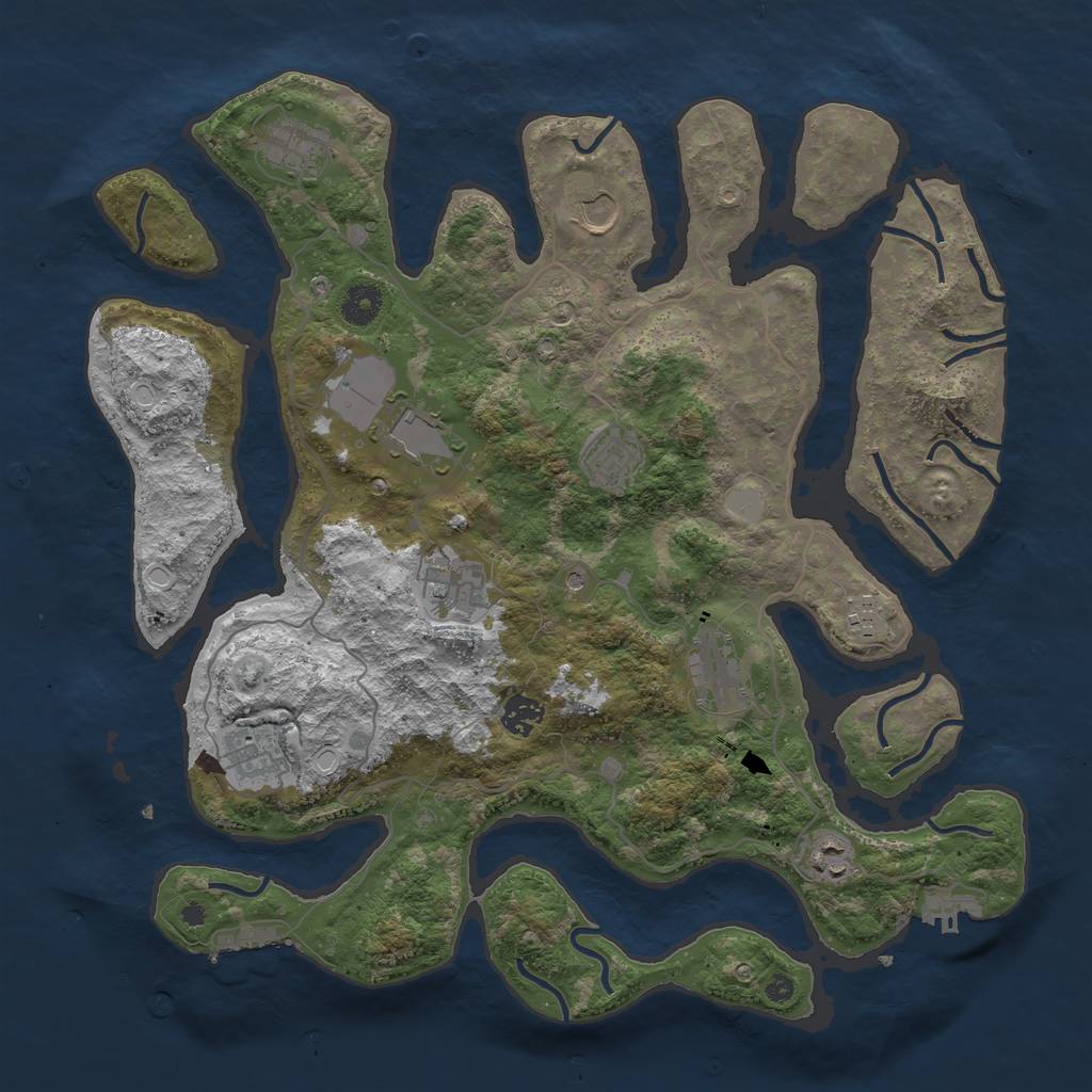 Rust Map: Procedural Map, Size: 4000, Seed: 364733, 18 Monuments