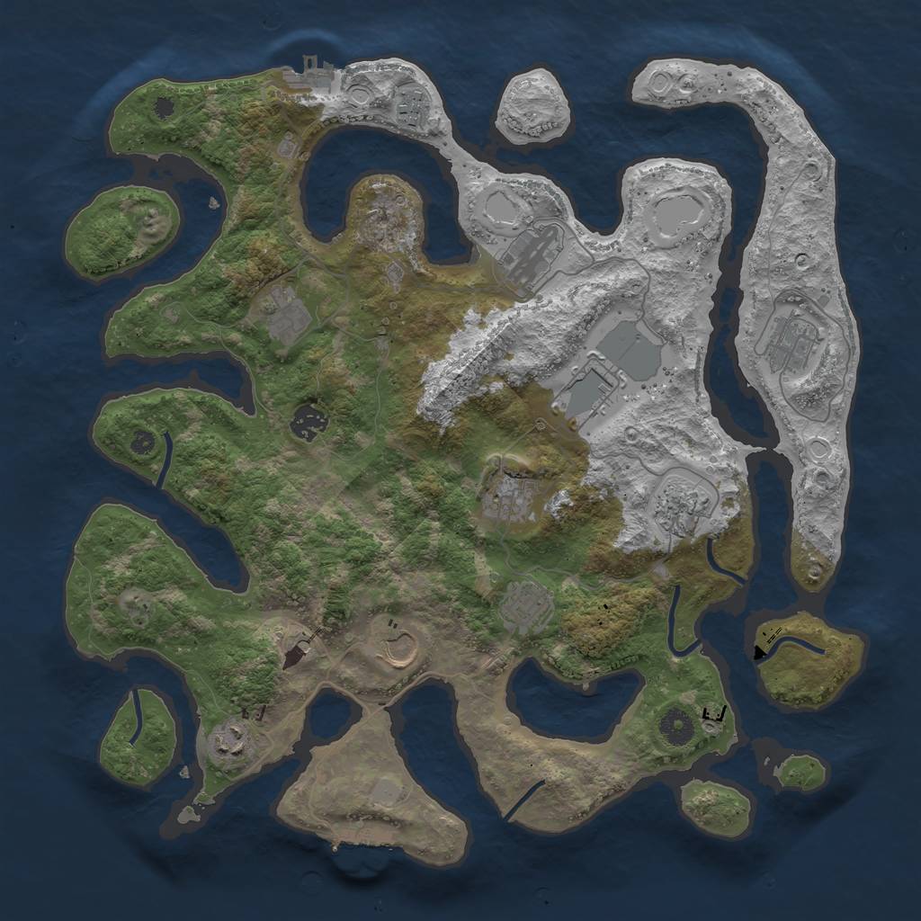 Rust Map: Procedural Map, Size: 3950, Seed: 189182833, 19 Monuments