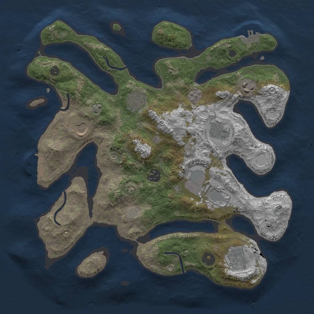 Rust Map: Procedural Map, Size: 3550, Seed: 460161, 16 Monuments