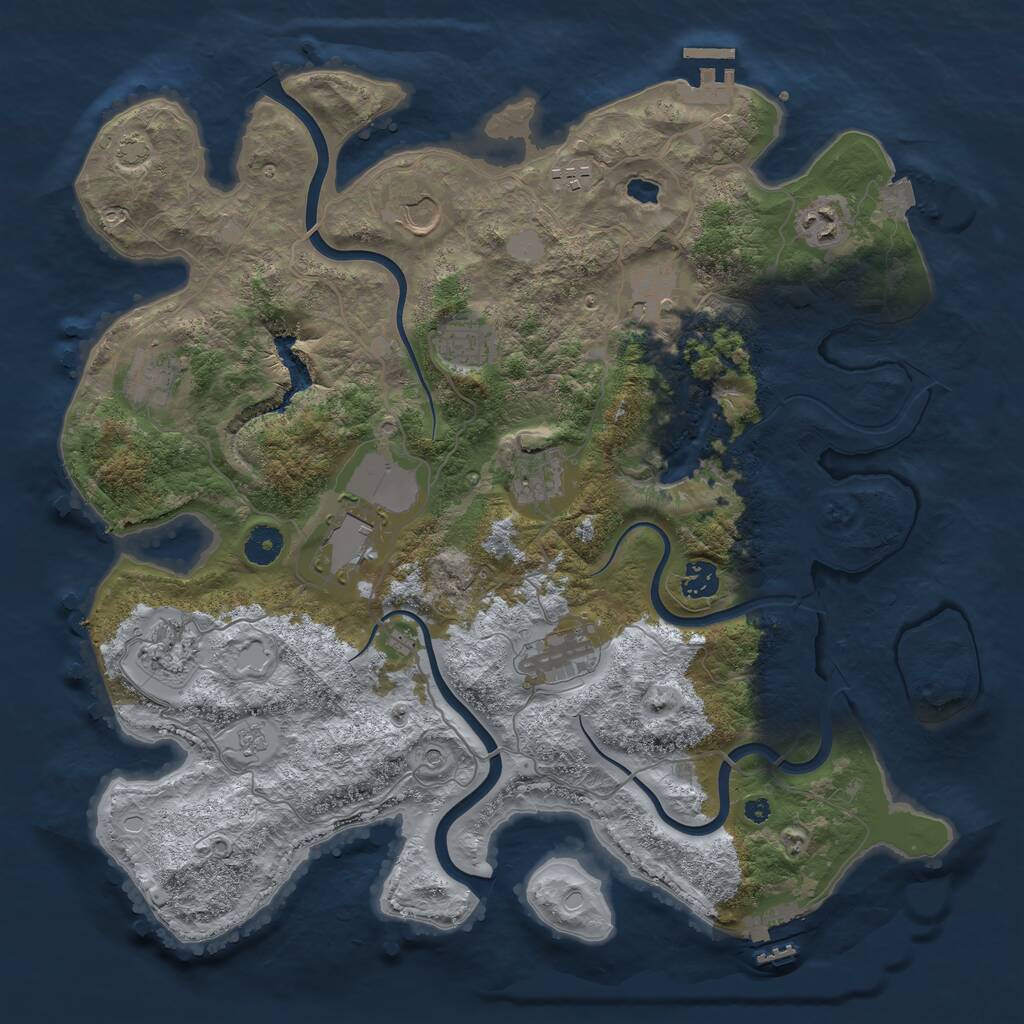 Rust Map: Procedural Map, Size: 4000, Seed: 531666, 17 Monuments